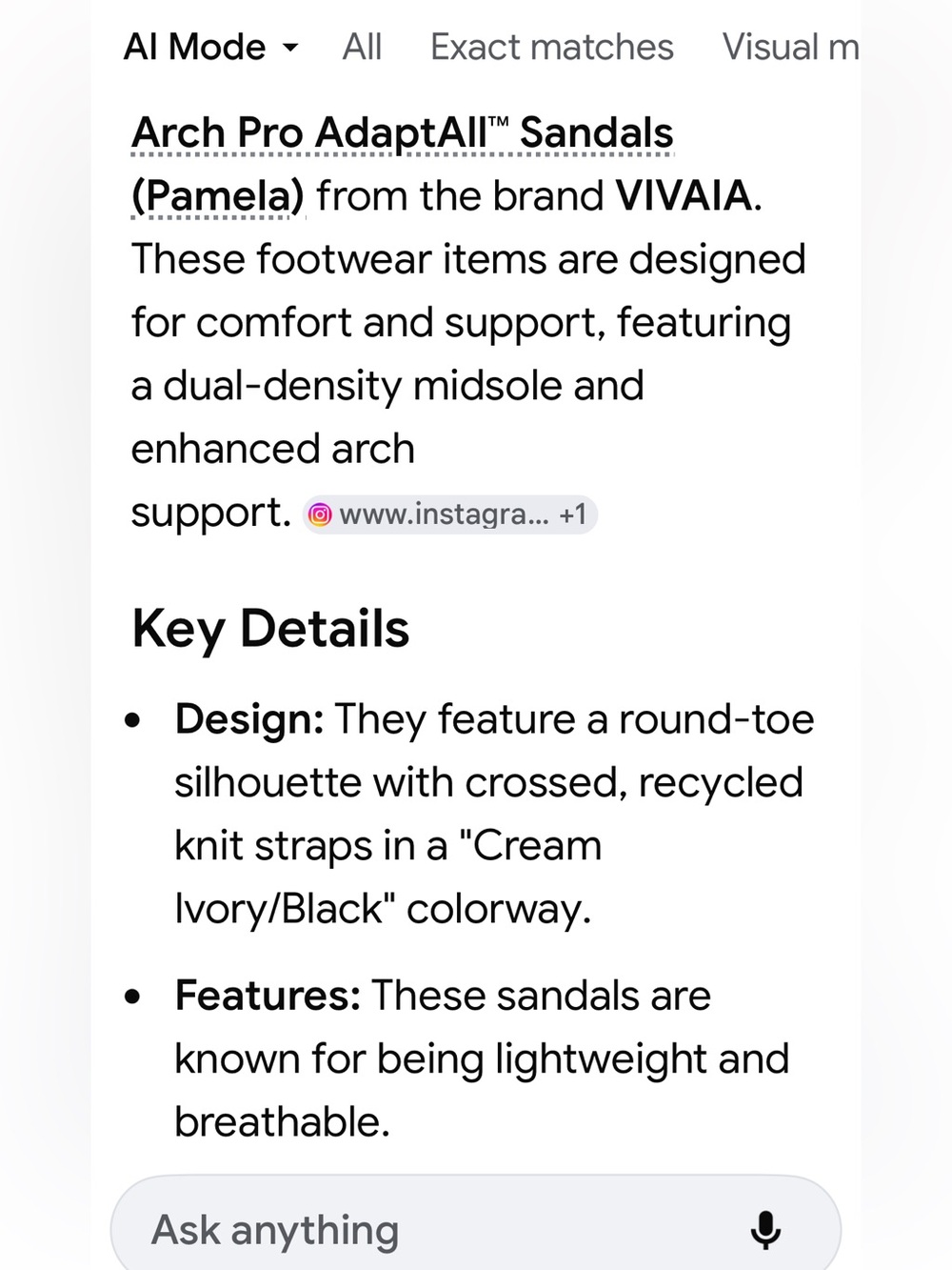 VIVAIA Arch Pro Adapt all comfort Stretch Black & Cream Women's Sandals size 5.5 - Picture 9 of 10
